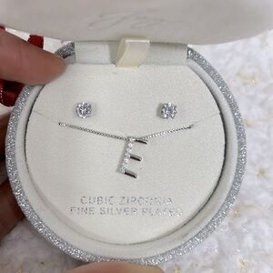 Joy Cubic Zirconia Fine Silver Plated‎ Necklace initial E